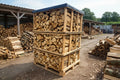 Hartholz Brennholz Kammergetrocknet Gespalten 40 cm Palette