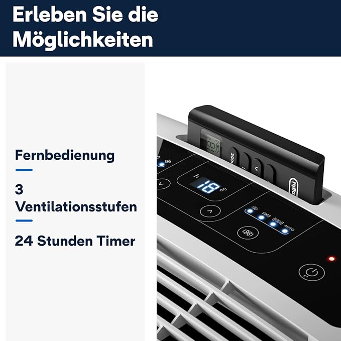 De'Longhi Pinguino Mobile Klimaanlage 3-in-1 mit Kühl-, Ventilator- und Entfeuchtungsfunktion